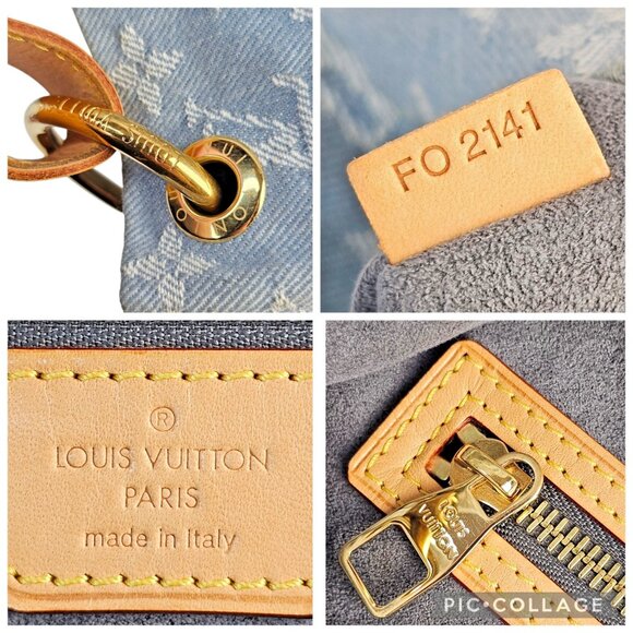 LOUIS VUITTON Daily GM Denim Leather Shoulder Bag Hobo Blue Clair Monogram LV - Picture 7 of 16